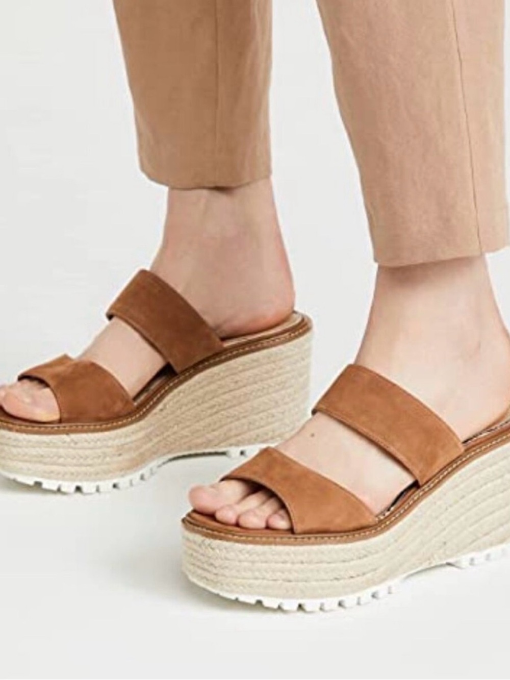 Sam Edelman Luca Platform Espadrilles brown leather size 9.5 - Picture 7 of 8